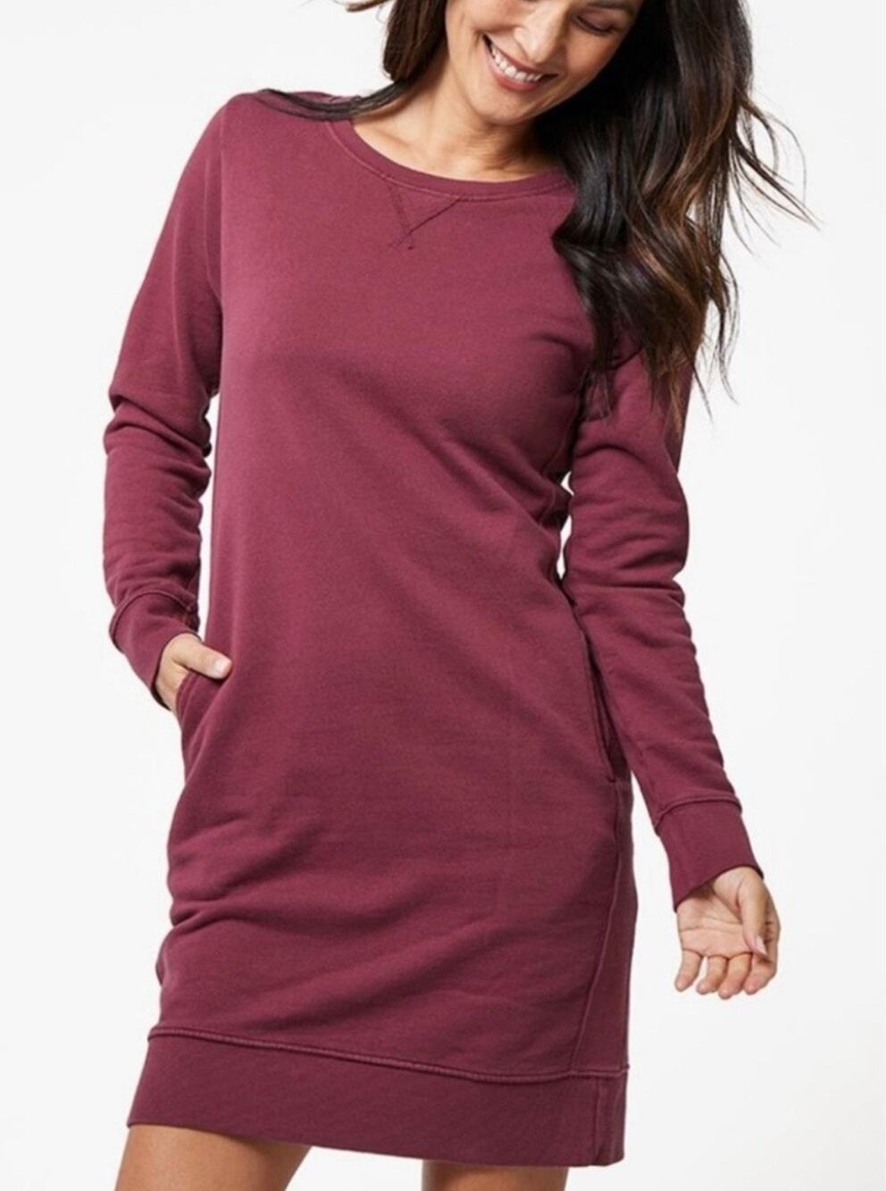 Pact Organic Cotton Essential Sweatshirt Dress Crew Neck Casual Pockets XXL